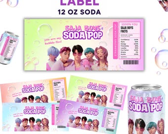 Kpop Demons Hunter Printable | Saja Boys Soda Can Labels | 4 Color Soda Pop Wraps | Kpop Birthday Party Decor | Saja Boys Soda pop Can