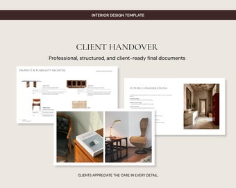 Sjabloon voor klantoverdracht voor interieurontwerpers: projectvoltooiing en leveringsdocument | Professioneel close-outsysteem | Studio Ruve