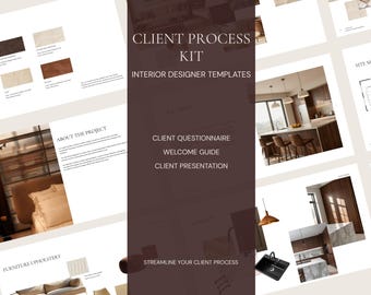 Klantproceskit interieurontwerp | Vragenlijst, welkomstgids en presentatiesjablonen voor klanten | Interieurontwerpbundel | Canvas