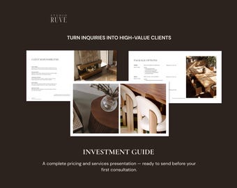 Interior Design Investment Guide Template | Pricing Guide | Client Proposal & Service Presentation | Onboarding Template | Studio Ruve