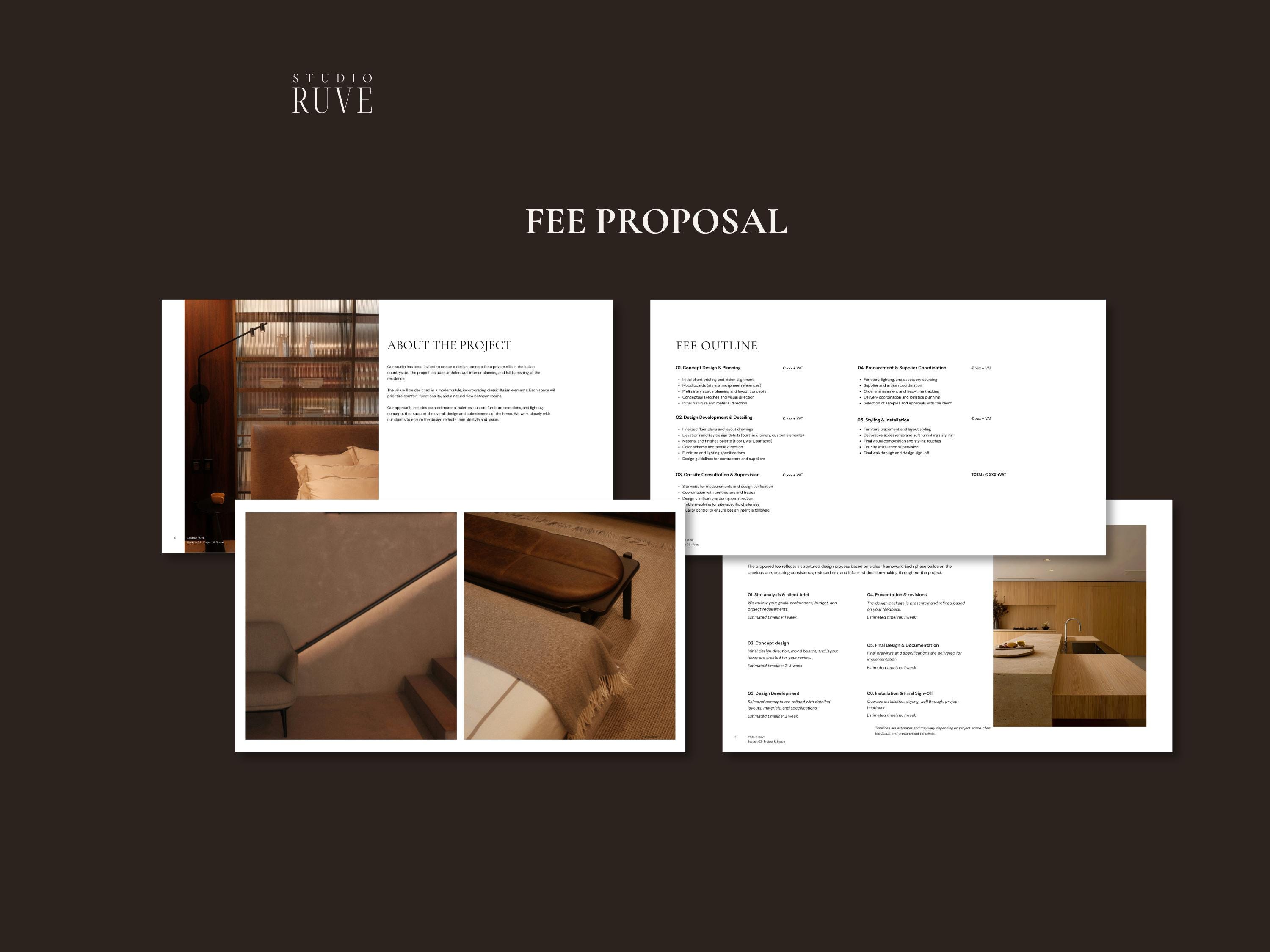 Fee Proposal Template for Interior Designers — Project Scope, Pricing ...