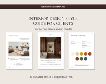 Stijlgids interieurontwerp voor klanten | 10 stijlen met kleurenpaletten | Client-introductietool voor interieurontwerpers | Canvassjabloon