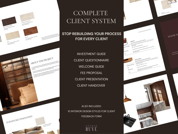 Complete Client System for Interior Designers — Full Studio Workflow Bundle | 6 Canva Templates | Studio Ruve