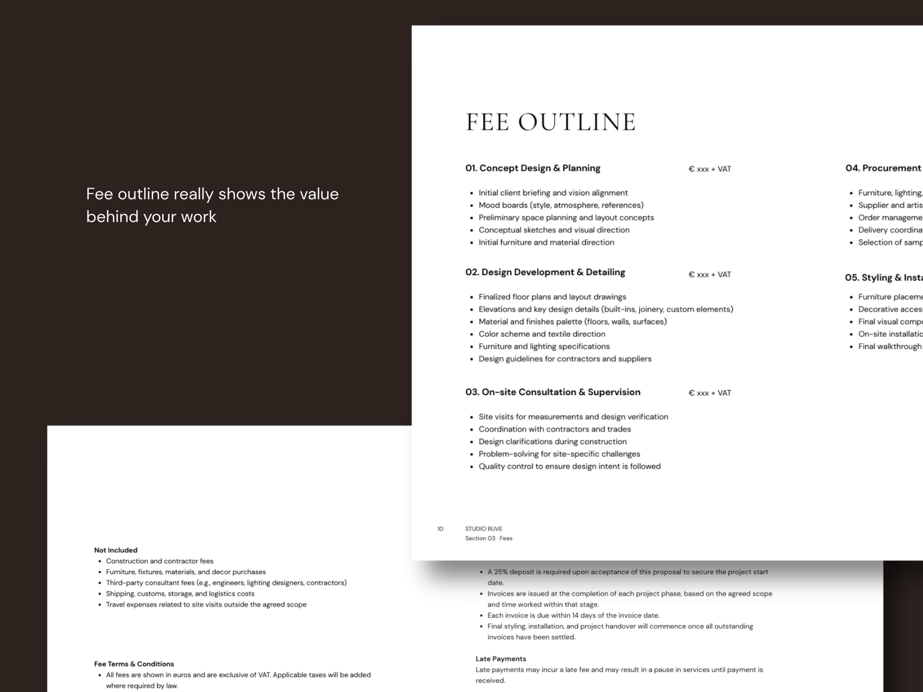 Fee Proposal Template for Interior Designers — Project Scope, Pricing ...