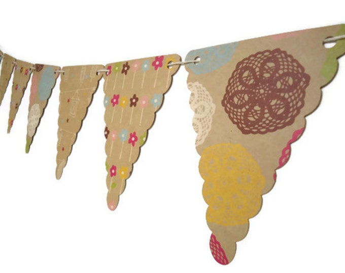 Kraft Paper Banner Triangle Bunting Banner Scalloped Brown Etsy