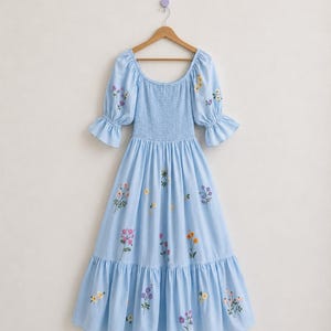 blue floral baby shower dress Baby in bloom baby shower boy