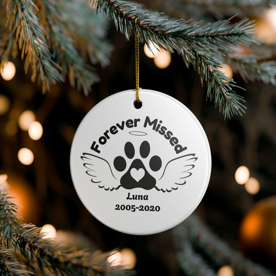 Forever Missed Paw Print Pet Memorial Ornament Ceramic Pet Keepsake ...