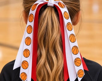 Gepersonaliseerde sport haarstrik, teamgeest strik voor meisjes, sportief haarbandje voor paardenstaart, accessoire voor wedstrijddagen, toernooicadeau, haarbandje voor meisjes in teamkleur.