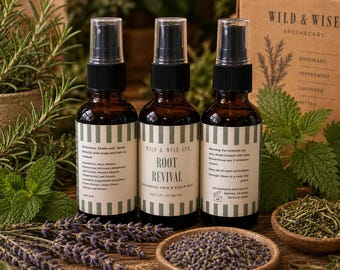 Spray rivitalizzante per radici a base di erbe / Spray idratante per cuoio capelluto al rosmarino