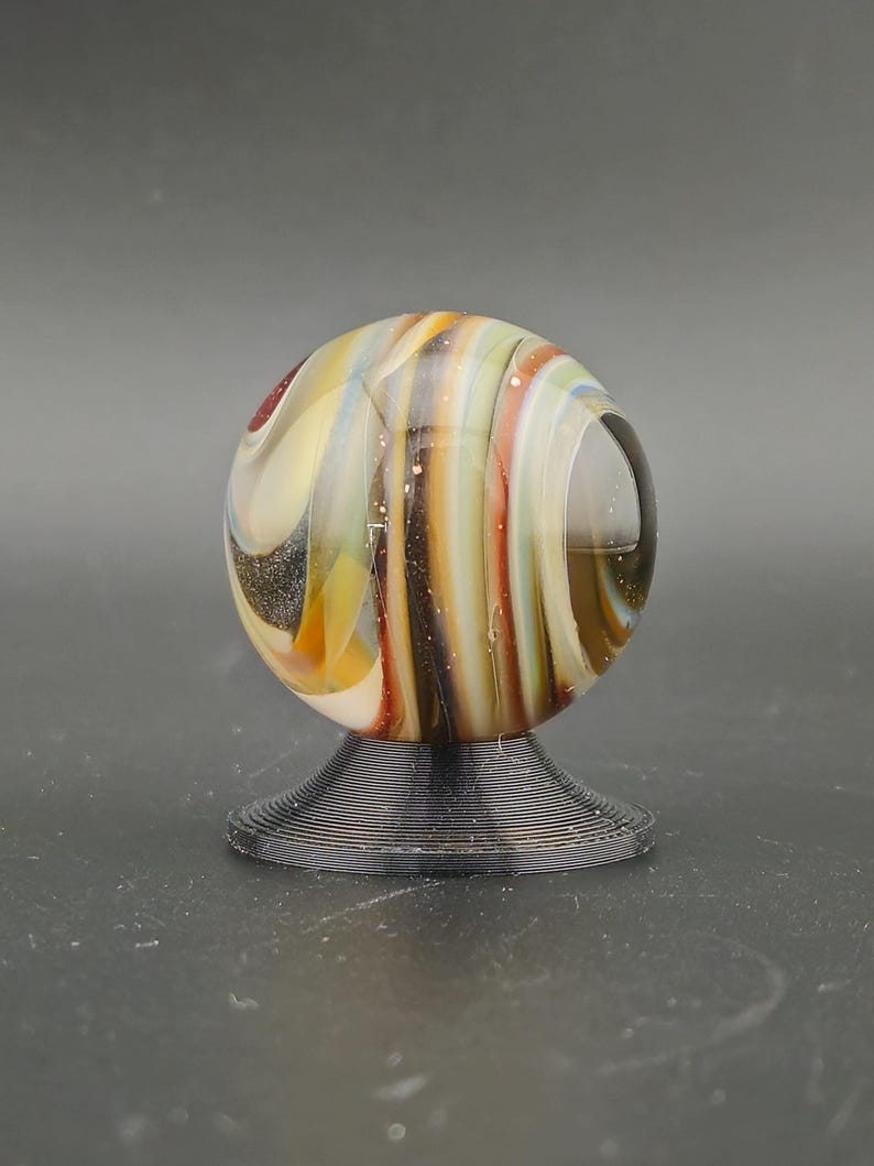 Handmade Glass Art Marble, Contemporary Swirl Design E10 (1.1") image 1