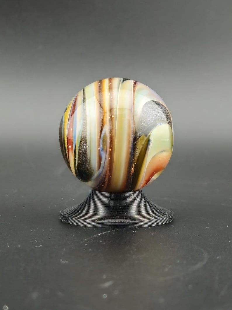 Handmade Glass Art Marble, Contemporary Swirl Design E10 (1.1") image 3