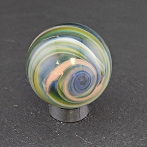 Handmade Glass Art Marble, Contemporary Swirl Design H14 (1.1")