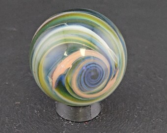 Bille d'art en verre faite à la main, motif tourbillonnant contemporain H14 (1,1")