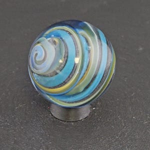 Handmade Glass Art Marble, Contemporary Swirl Design H18 (1.1")
