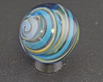 Bille d'art en verre faite à la main, motif tourbillonnant contemporain H18 (1,1")