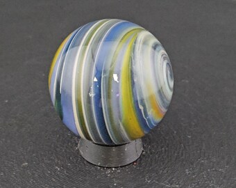 Bille d'art en verre faite à la main, motif tourbillonnant contemporain H12 (1,0")