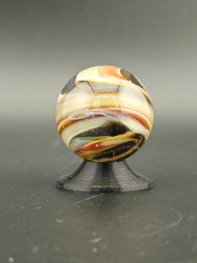 Handmade Glass Art Marble, Contemporary Swirl Design E10 (1.1") image 6