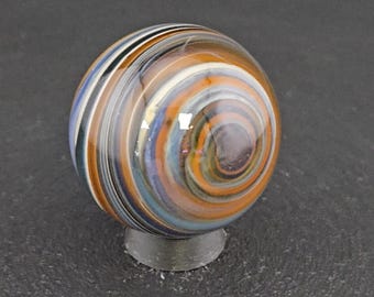 Bille d'art en verre faite à la main, motif tourbillonnant contemporain H11 (1,1")