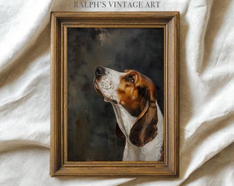 Basset Hound-porträtt: Elegant oljemålning i antik stil
