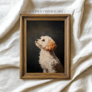 Cavapoo Portrait: Vintage Oil Painting Style in Soft Elegant Tones