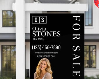 Custom Real Estate Sign – Modern Realtor Yard Sign with Photo | Professional For Sale Sign, Luxury Realty Marketing Yard Sign