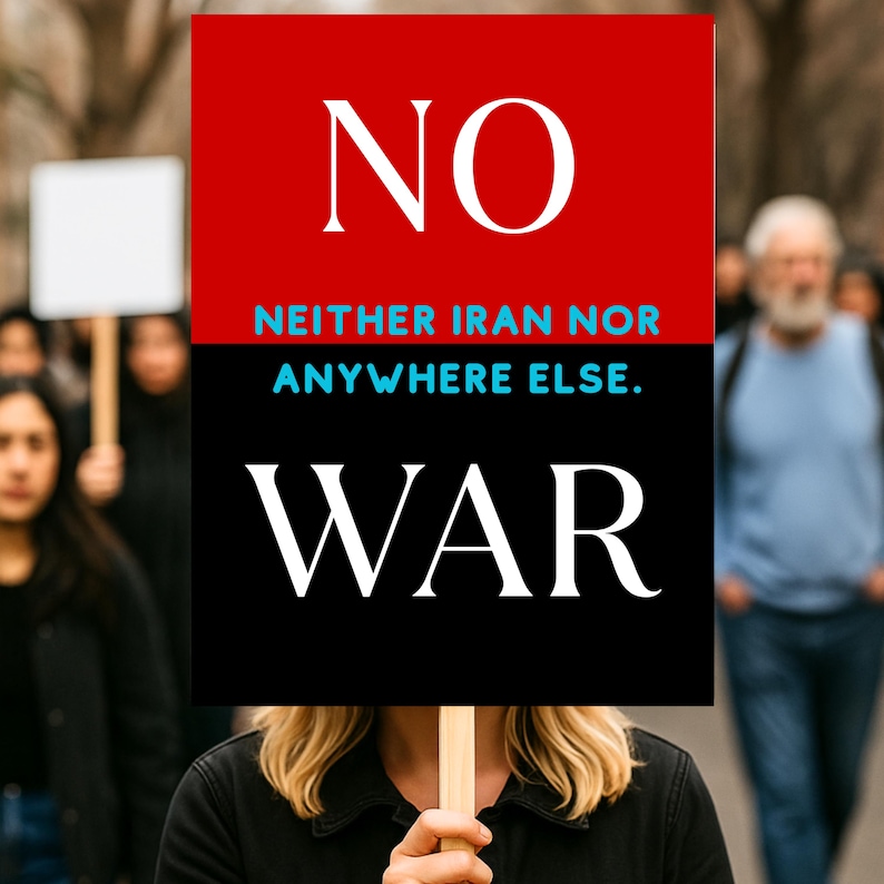 No War Yard Sign, Anti War Protest Sign, No Iran War Lawn Sign, Peace Political Yard Sign, Double Sided Outdoor Garden Sign image 5