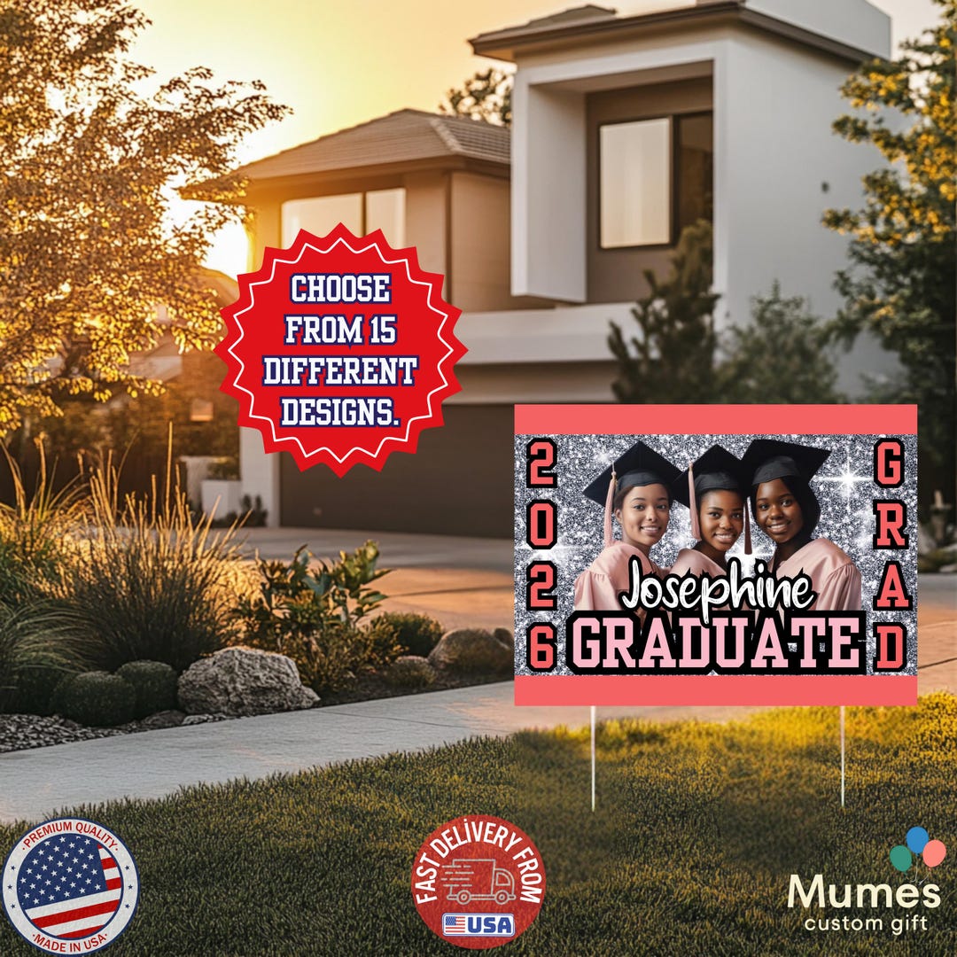 Graduation Yard Sign 2026 Personalized Photo, Custom Grad Lawn Sign ...
