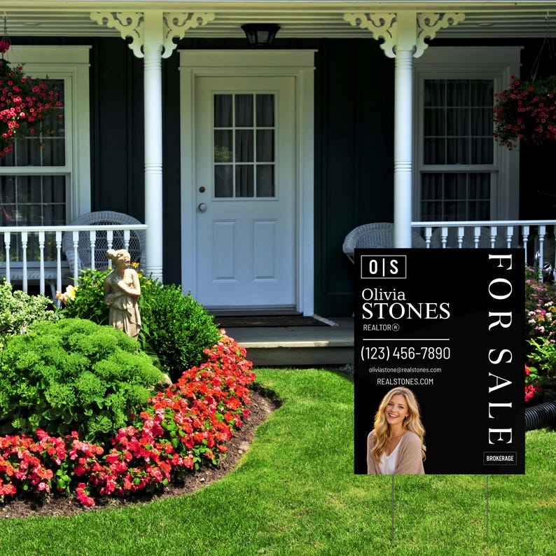 Custom Real Estate Sign – Modern Realtor Yard Sign With Photo ...