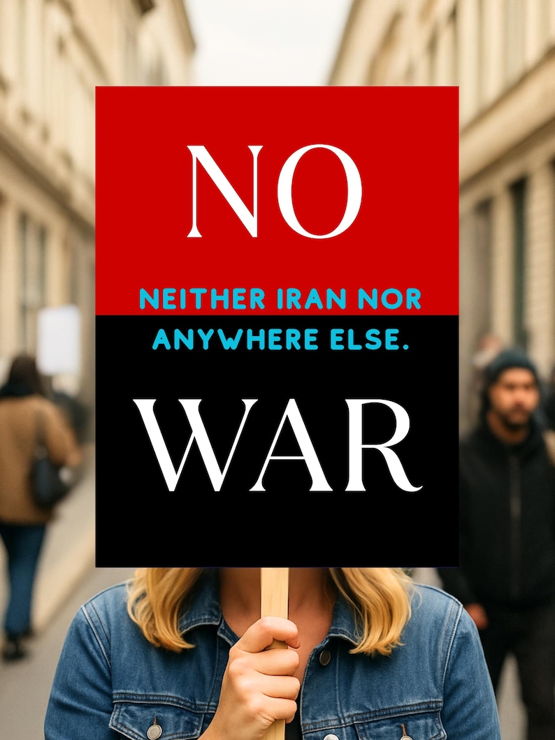 No War Yard Sign, Anti War Protest Sign, No Iran War Lawn Sign, Peace Political Yard Sign, Double Sided Outdoor Garden Sign image 8