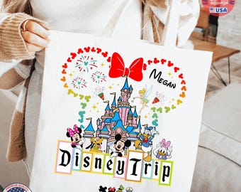 Personalized Disney Tote Bag,Disney World Tote Bag,Custom Disney Trip Bag,Disneyland Tote,Disney Vacation Bag