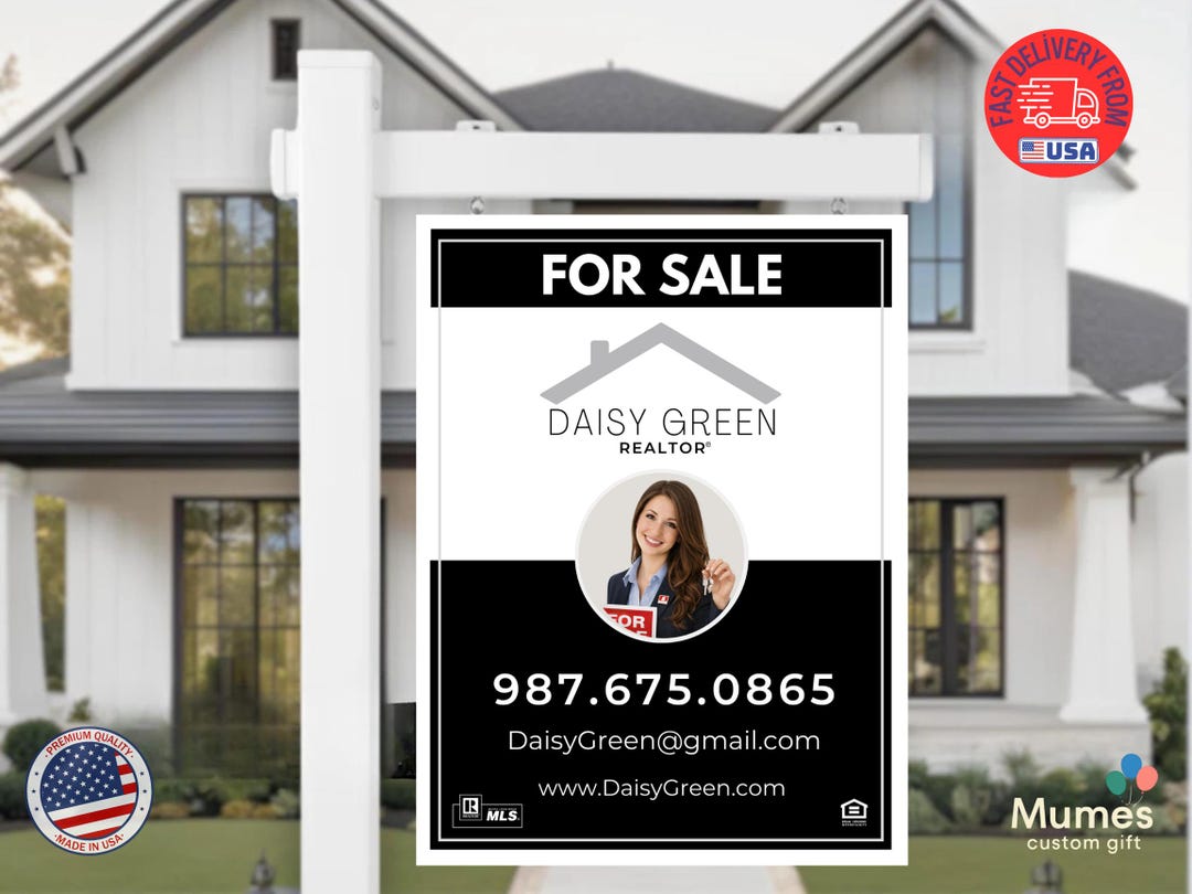 Custom Realtor Yard Sign With Photo, Real Estate for Sale Sign ...