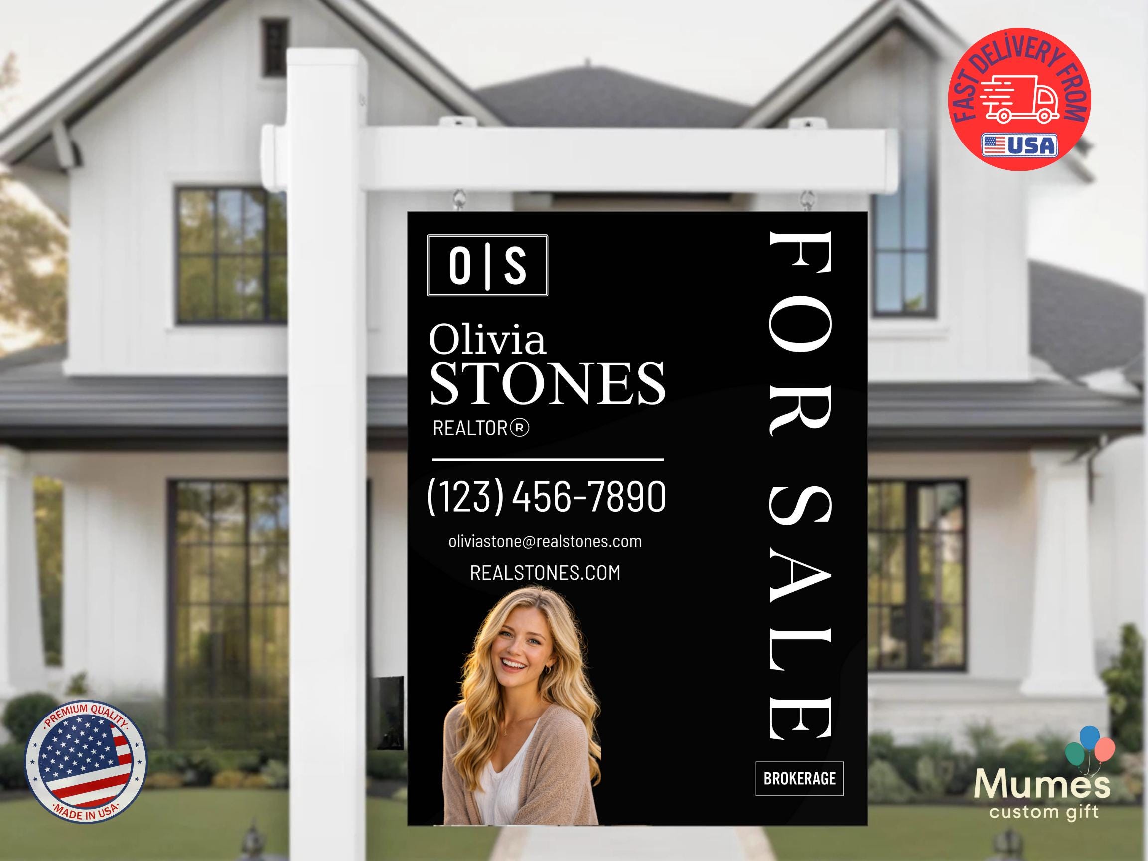 Custom Real Estate Sign – Modern Realtor Yard Sign With Photo ...