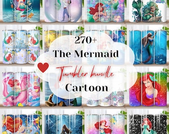 Little Mermaid Tumbler Wrap Bundle, Cartoon PNG (Digital Download)