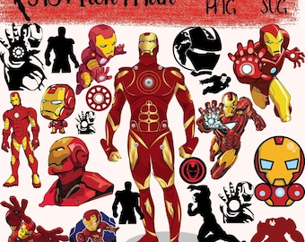 Iron Man Clipart Bundle, Superhero PNG SVG, Digital Design