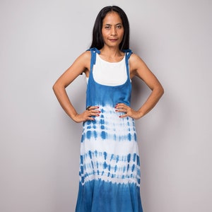 Strap Dress, Summer Dress, Hand Dyed Shibori Dress, Ocean Blue dress, festival dress, boho dress : Shibori Collection