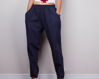 Navy blue trousers | Blue Cotton pants | Summer Pants | dark blue women trousers