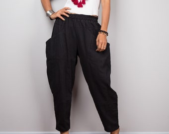 Black Cotton pants, Summer Pants, women trousers