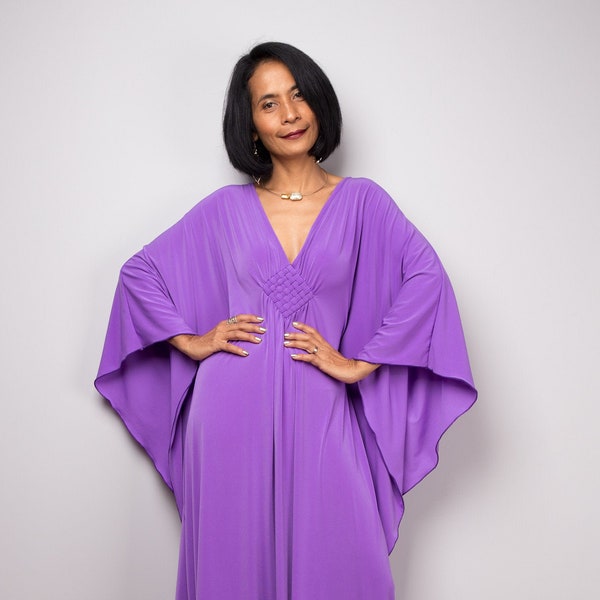 Robe caftan, caftan violet, robe lavande douce, robe longue ample, robe redingote, robe kimono papillon : FU1S