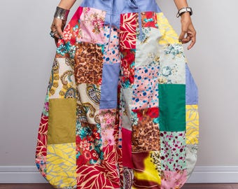 Patchwork Wide Leg Pants, Boho Festival pants, High waist pants, summer holiday lounge pants : Boho Patchwork Collection