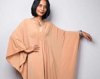 Loose fit Kaftan dress, Batwing Dress, Plus size kaftan, Oversized Light Beige Maxi dress, Kimono Dress FU1S