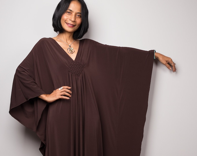 Chocolate Brown Kaftan Maxi Dress Loose Fit Dark Brown - Etsy