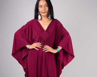 Burgundy Kaftan dress, Plum Maxi Dress, Large loose fit evening dress, Wine red frock dress, Evening dress, Gala dress