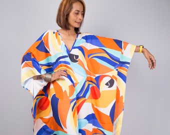 Colorful kaftan, Loose fit caftan dress, Large bold dress, Boho summer dress, Long maxi dress perfect as swimsuit cover up, vacation dress