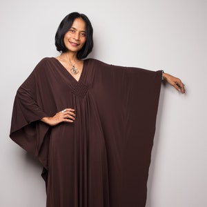 Brązowa sukienka maxi, Czekoladowo-brązowy kaftan, Duża ciemnobrązowa sukienka dla kobiet, wieczorowa sukienka koktajlowa, Luźny kaftan, Sukienka do ziemi