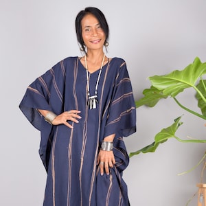 Tie dye kaftan dress, Women Plus size navy blue caftan dress, Long maxi dress,resort kaftan, summer kaftan, loose fit dress, oversized dress