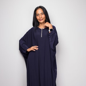 Navy Blue Kaftan Dress, Plus size Maxi Dress, Long boho dress, Loose fit dress, Modest dress, Dark Blue kaftan