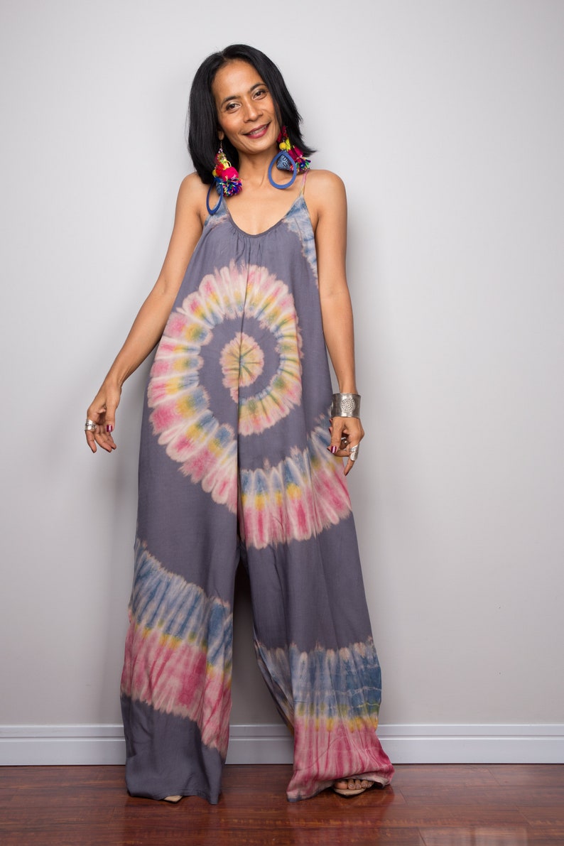 Tie Dye Jumpsuit Boho Jumpsuit Loose fit Jumpsuit Jumper | Etsy