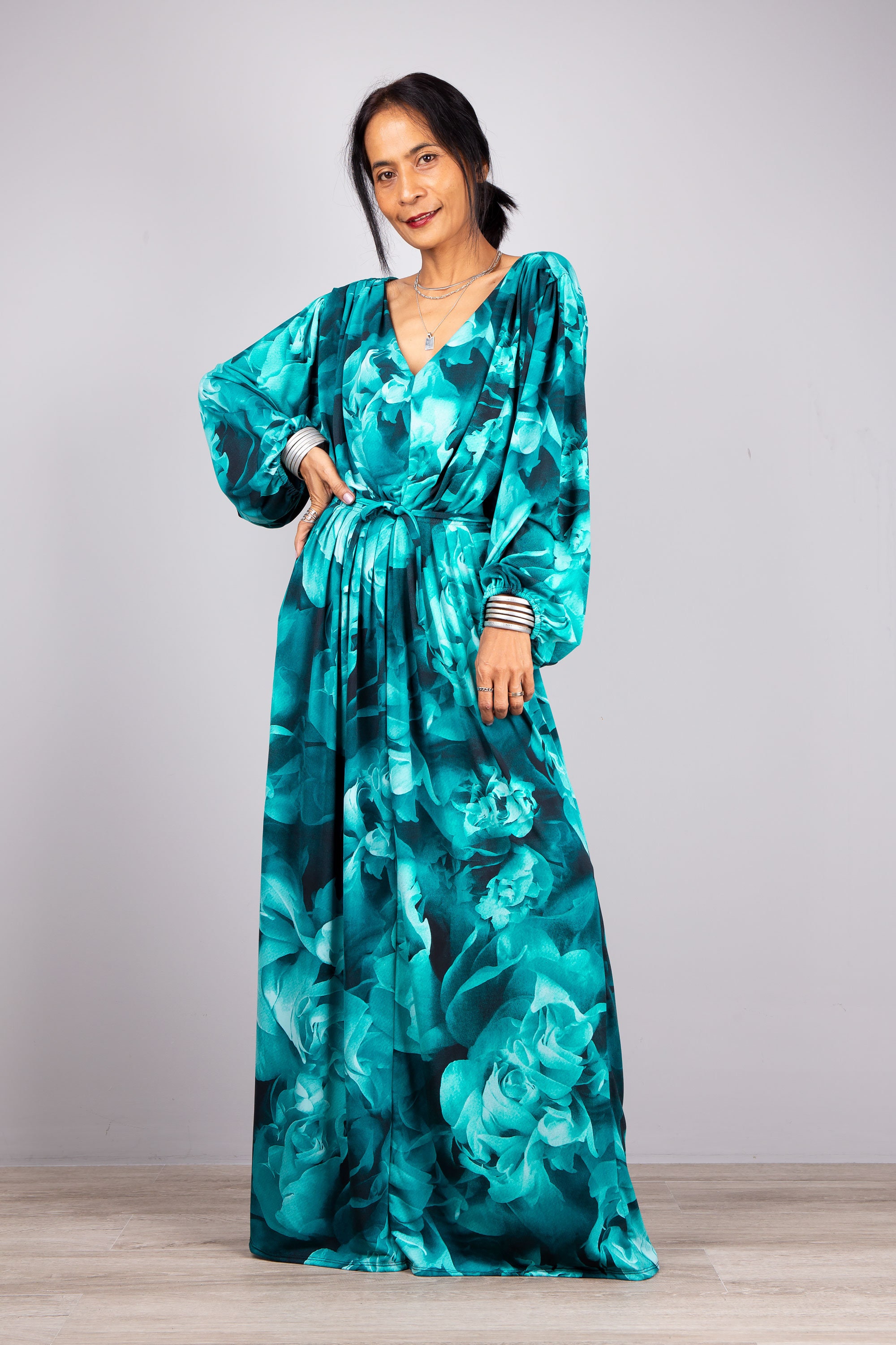 turquoise long sleeve dress Lace and Tulle Bridal Party exuding sophistication and charm W.A.Y Wonderful & Young Turquoise