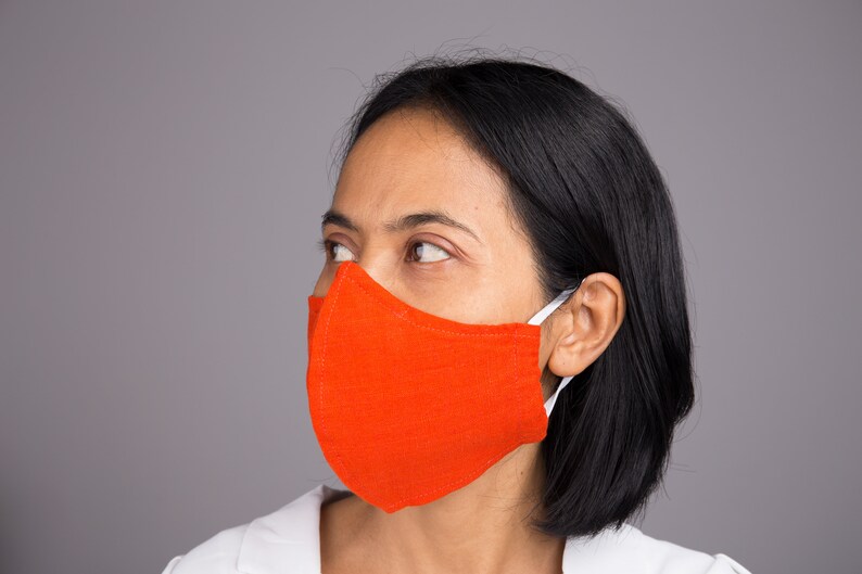 3 Pcs Pack Orange Face Mask Mask With Filter Pocket 3 Etsy