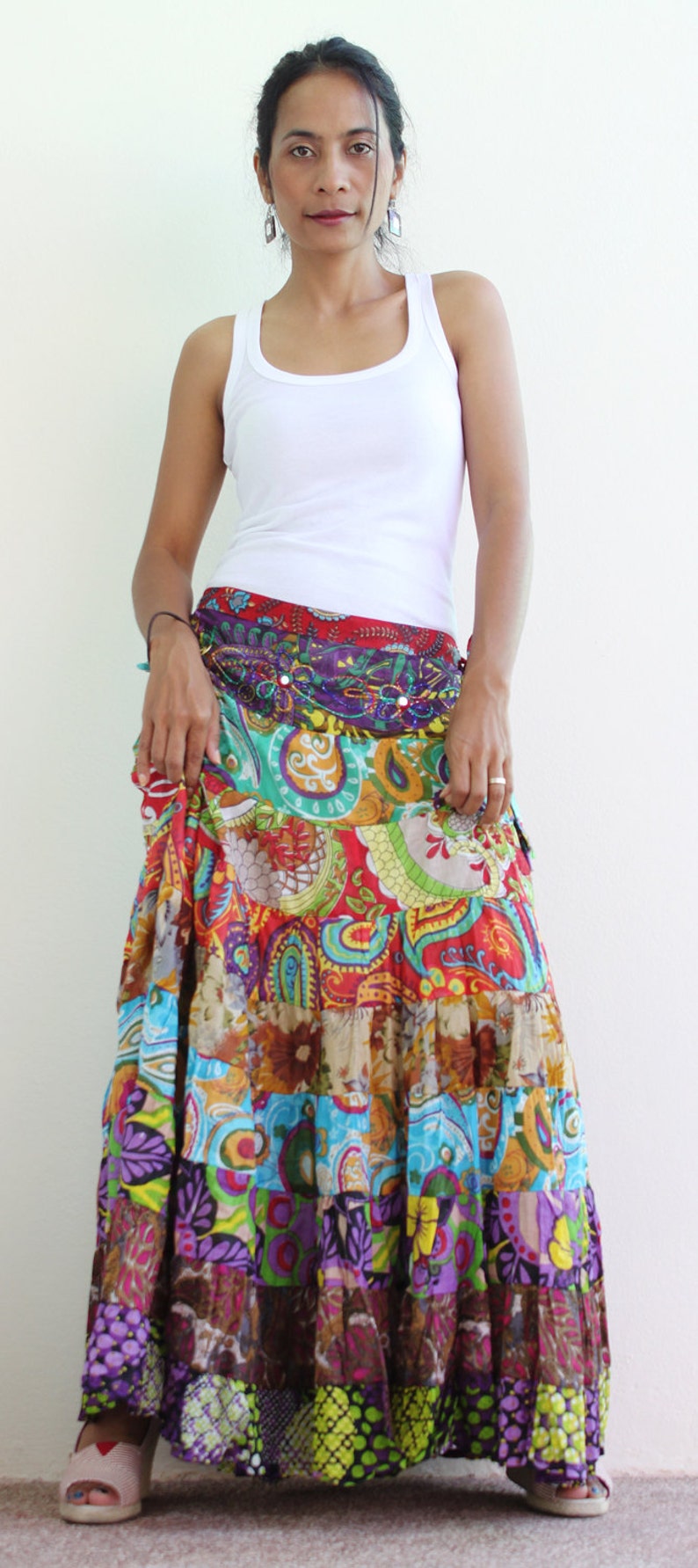 Boho Maxi skirt Long hippie skirt : Boho Patchwork | Etsy
